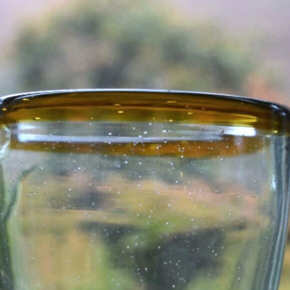 Kalalou Hand Blown Wine Glasses Set of 2 – Amber Rim Recycled Glass - Picture 4 of 7